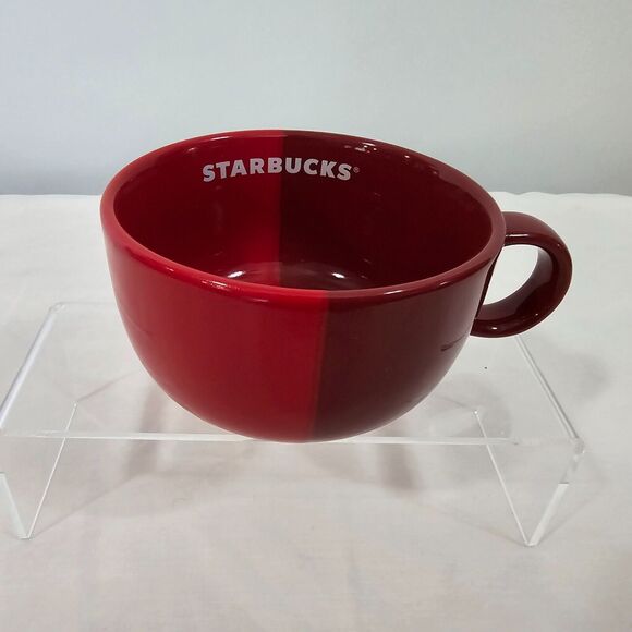 Starbucks Mug 2021 Ceramic Coffee Cup Handle Red Two Tone 16 oz / 5" x 3" - Picture 1 of 7